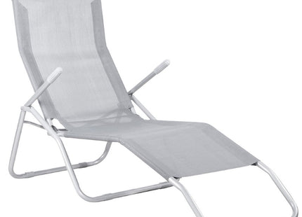 Ligstoel | Ligbed | Verstelbaar | Ergonomische Vorm | Lichtgrijs