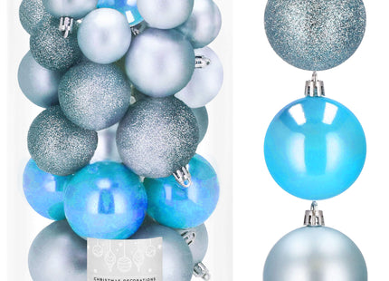 Kerstballen | 30 Stuks | 6/5/4 cm | Lichtblauw