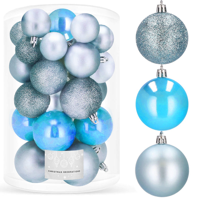 Kerstballen | 30 Stuks | 6/5/4 cm | Lichtblauw