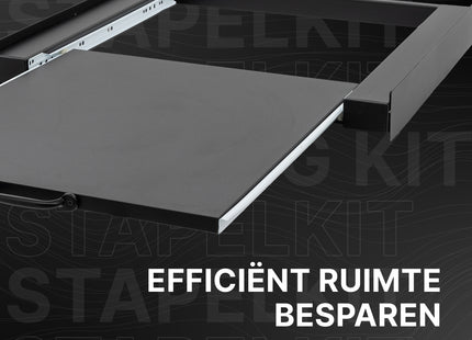 Muntel® Tussenstuk Wasmachine Droger - Stapelkit Wasmachine Droger - Universeel - Uitschuifbare werkblad - Zwart