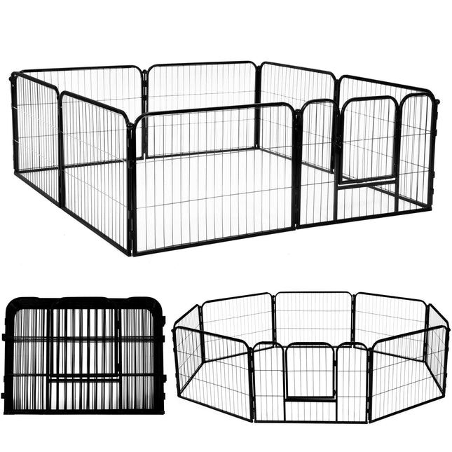 Puppyren - Opvouwbaar - Metaal - Zwart - 215 x 215 x 60 CM