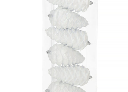 Kerstboomhanger Dennenappels | 6 Stuks | 14 cm | Wit