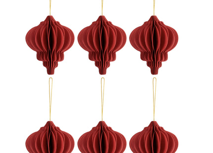 Kerstbal | Papier | 12,5 Cm | 3D | Rood | 6 Stuks