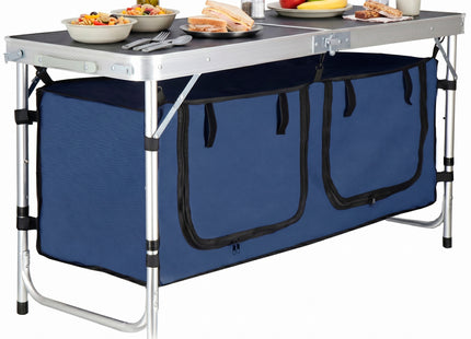 Campingtafel - Vouwtafel - Inklapbaar - Verstelbaar - Inclusief Stoelen -  120x47x55  - Wit