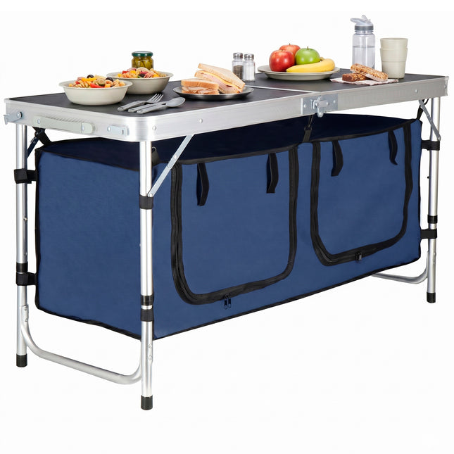 Campingtafel - Vouwtafel - Inklapbaar - Verstelbaar - Inclusief Stoelen -  120x47x55  - Wit