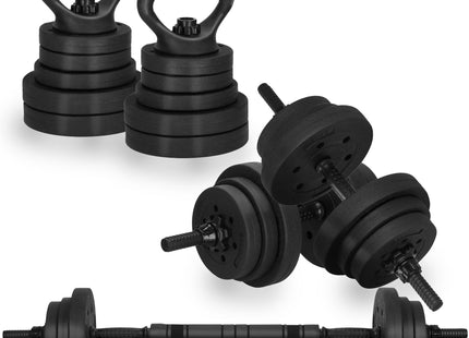 Dumbellset - 6 in 1 Kettlebell Pro Set - 30 KG - Halter Verlengstuk - Verstelbaar - Complete Set - Thuis Sporten - Zwart