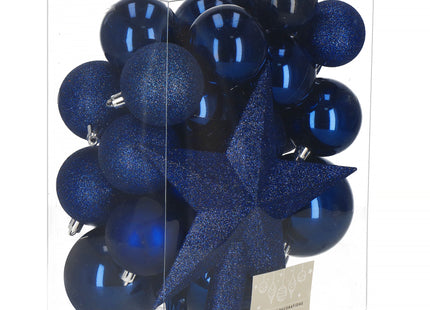 Kerstballen & Piek | 33 Stuks | 5/6/8 cm | Marineblauw