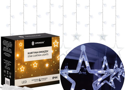IJspegel Verlichting Buiten | Lichtgordijn | Sterren | Kerstverlichting Buiten | 2 m | 92 LED | Koel Wit