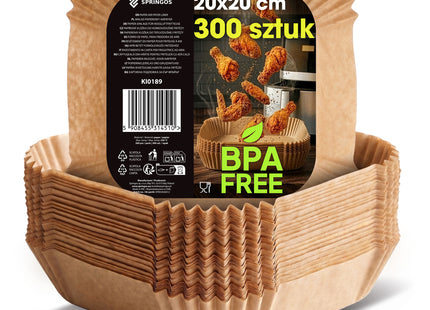 Papieren Inzetstukken Voor Airfryer - Wegwerpbaar - 220°C - Geschikt voor: Airfryer, Oven, Magnetron, Stoomkoker - 300 stuks - 20 x 20 cm