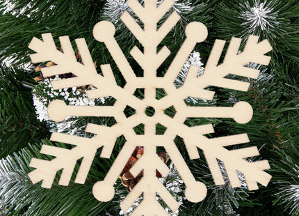 Kerstversiering | Kerstdecoratie voor binnen | Kersthanger | Sneeuwvlok | Hout | 6 Stuks | 7 cm
