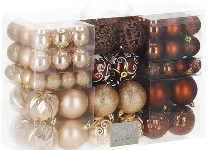Kerstballen & Piek | 101 Stuks | Bruin/ Rose Goud
