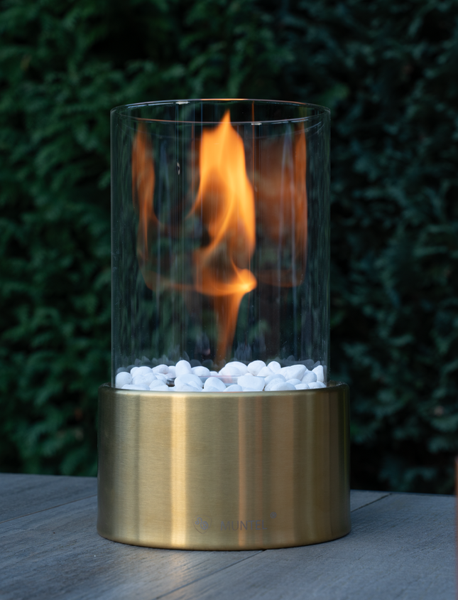 Bio Ethanol Sfeerhaard | Tafelhaard | Binnen & Buiten | Rond | Goud | ⌀ 15 CM