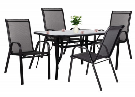 Tuinset | Tuinset 4 Persoons | Tuinsets | Tuintafel & Tuinstoelen | 4 Personen | Zwart