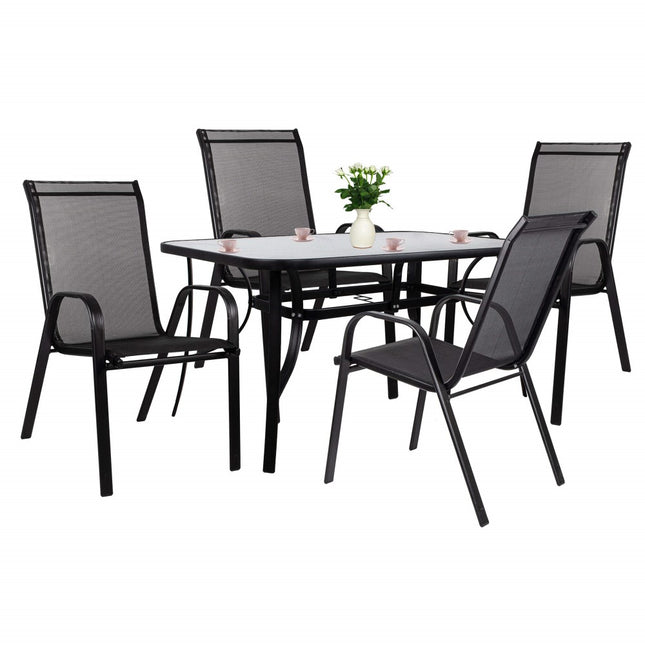 Tuinset | Tuinset 4 Persoons | Tuinsets | Tuintafel & Tuinstoelen | 4 Personen | Zwart