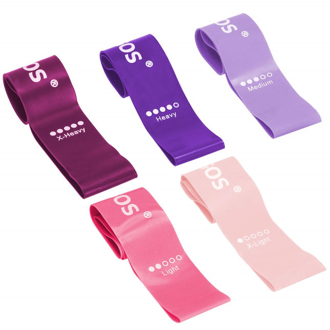 Weerstand Band Set | Weerstandselastieken | Weerstand Set | Fitness Elastiek | 5 stuks | Paarstinten
