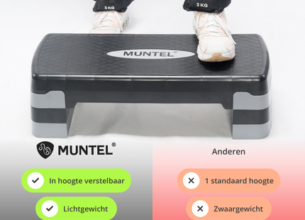 Aerobic Step - Fitness Step - Verstelbaar - Antislip - Grijs-zwart