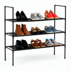Schoenenrek | 9 - 12 Paar Schoenen | 3 Laags | Polyester/Metaal | Zwart | 28 X 72 X 72 CM