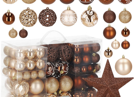 Kerstballen & Piek | 101 Stuks | Bruin/ Rose Goud