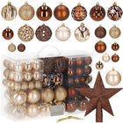 Kerstballen & Piek | 101 Stuks | Bruin/ Rose Goud