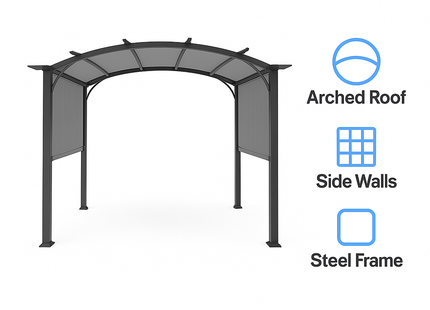 Pergola - Waterdicht - Polyester - Staal - Tuin - Zwart - 300 x 360 x 250