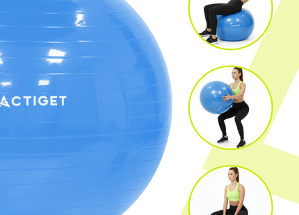 Fitnessballen - Yoga Bal - Pilates - Zwangerschap - Met Pomp - PVC - Blauw - 150 Kg - 75 Cm