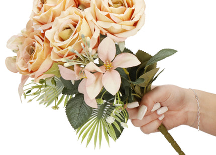 Kunstboeket - Sierboeket - Decoratief - 9 Rozen - Decoratief - 40 cm