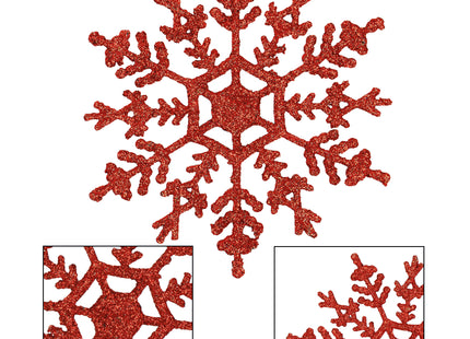 Kersthanger | Kerstversiering |Sneeuwvlok | 3 Stuks | 12 cm | Rood