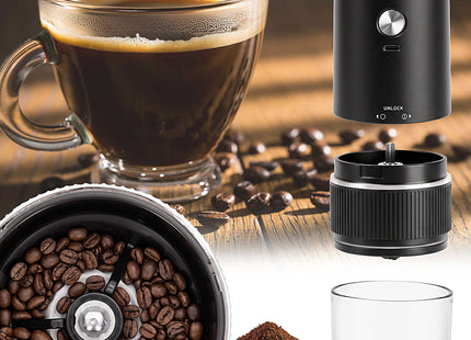 Koffiemolen –  Elektrisch  -Draadloos – Instelbare maalgraad – USB-C oplaadbaar – Zwart