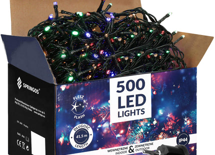 Kerstverlichting | 41,5 m | 500 LED | Multicolor + Koel Wit Flits