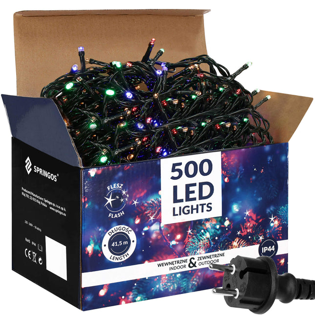 Kerstverlichting | 41,5 m | 500 LED | Multicolor + Koel Wit Flits