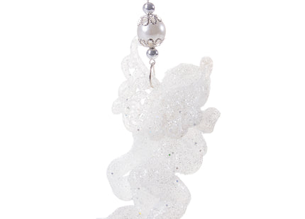 Kersthanger | Engel | Kerstboomhanger | Wit | Glitters | Kunststof |13 cm