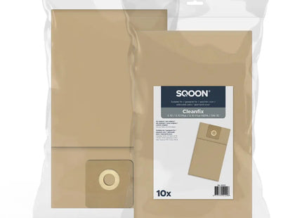 SQOON® Stofzuigerzakken 10x Geschikt voor Cleanfix S10 - Vervangt Model 022.430 - Papier - Voor Industriële Reiniging met Hoge Stofopnamecapaciteit