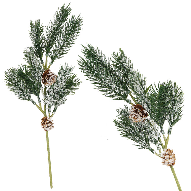 Kersttak | Decoratie | Dennenappels | Groen | 34 cm