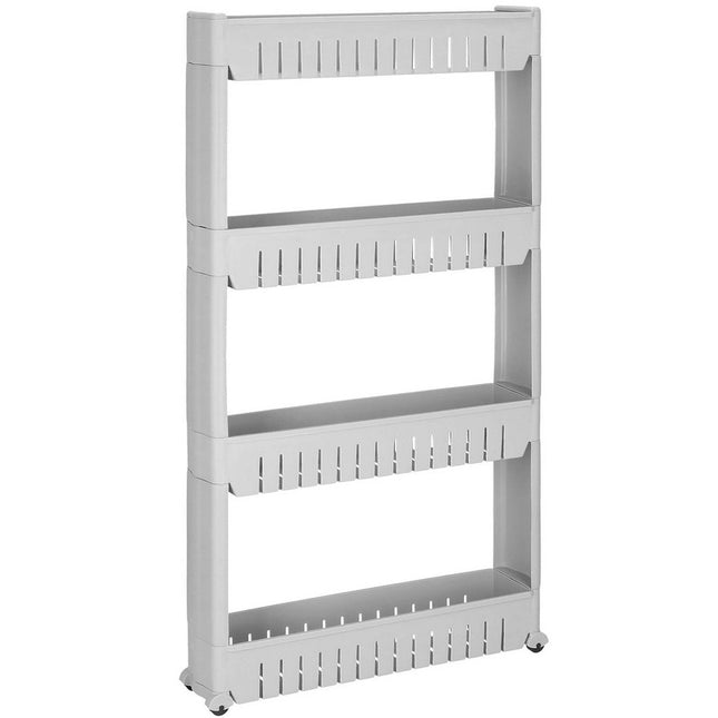Keukentrolley | Keukentrolley Op Wieltjes | Badkamer Trolley | Opbergrek | 4 Niveaus | 101.5 x 54 x 12.5 cm | Grijs