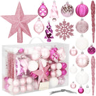 Kerstballen & Piek | 101 Stuks | Roze/Wit