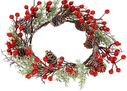 Kerstkrans | Kerst Decoratie | Groen/Rood/Wit/Bruin |37 cm