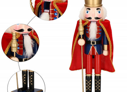 Notenkraker Kerst | 38 cm | Blauw/Rood/Goud