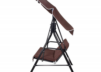 Schommelbank | Luna-Schommel | 3-zits | Waterafstotend | Verstelbare Luifel | 170 x 110 x 150 cm | Bruin/Rood