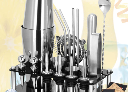 Cocktail Set | 14-Delige Cocktail Shaker Set | Bartenderset  | RVS | Zilverkleurig | 750 ML