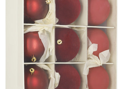 Kerstballen | 9 Stuks | 8,5 cm | Rood