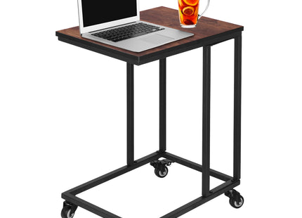 Bijzettafel Op wielen | Rechthoek | Bijzettafel | 2 Stuks | Zwart/Bruin