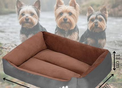Hondenmand | Kattenmand | Polyester | 70x 57x 13 cm | Bruin/Grijs | Maat XL