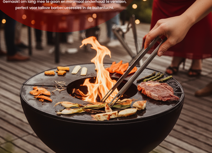 Grillplaat - Bakplaat Voor op een Vuurschaal  - Plancha ring - Bakplaat voor BBQ Grill  - Hittebestendig - RVS - Zwart - Ø 78 cm - 5 Mm
