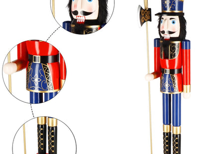 Notenkraker Kerst | Houten Soldaat | Kerstversiering | Rood/Blauw/Zwart/Goud | 152 cm