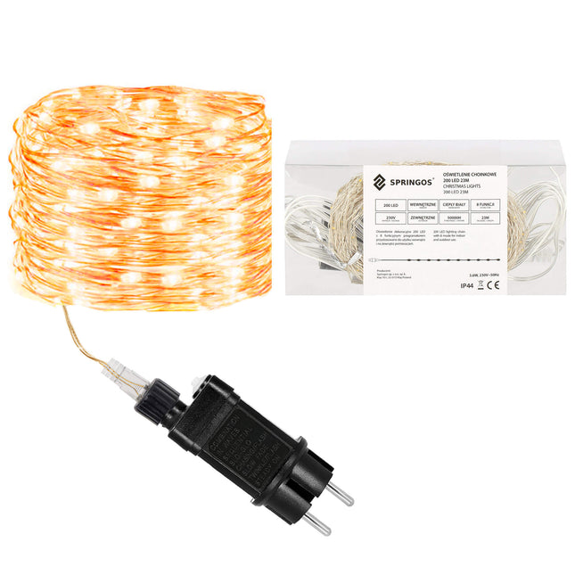 Kerstboomverlichting - 200 LED - Microdraden - 20 M - Warm Wit