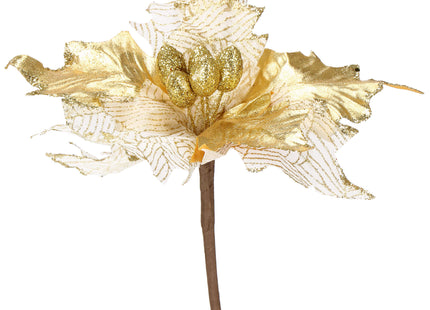 Kunstbloem - Kunststof - Goud - Glitters - 26 cm