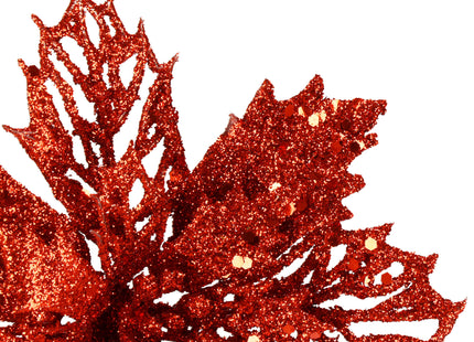 Kunstbloem - Ster van Bethlehem - Rood - Glitters