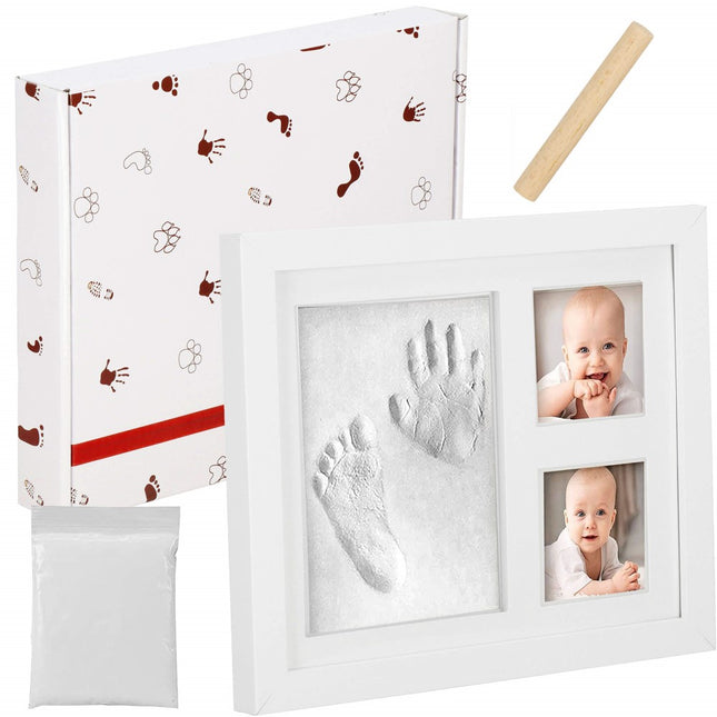 Fotolijst | Baby | Klei | Geschenkdoos | Fotolijst met Handafdruk | Fotolijst met Voetafdruk | Wit