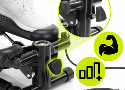 Stepper - Stepper Fitness - Mini Stepper - Met Computer en Weerstandsbanden - Traploper  - Crossfit - Fitness  - Zwart