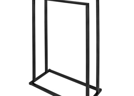 Handdoekrek | Metaal/Bamboe | Staand | Zwart